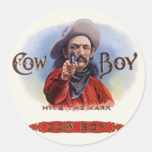 Cigar Label Art, Cowboy past het merk aan (Voorkant)