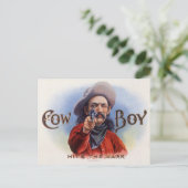  Cigar Label Art, Cowboy past het merk aan Briefkaart (Staand voorkant)