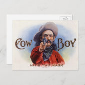  Cigar Label Art, Cowboy past het merk aan Briefkaart (Voorkant / Achterkant)