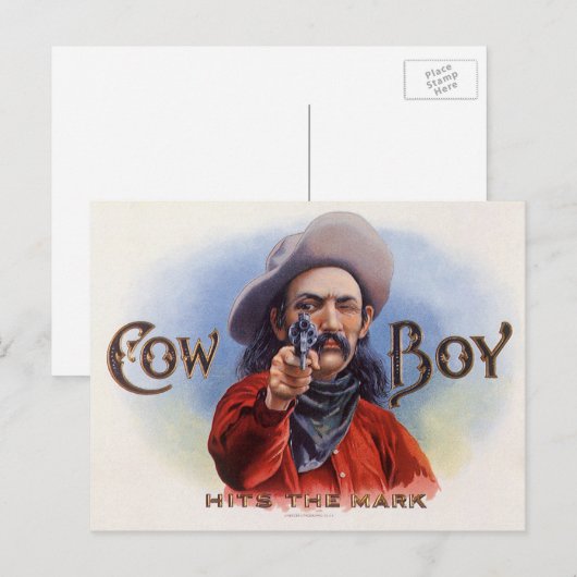  Cigar Label Art, Cowboy past het merk aan Briefkaart (Voorkant / Achterkant)
