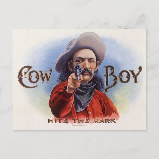  Cigar Label Art, Cowboy past het merk aan Briefkaart (Voorkant)