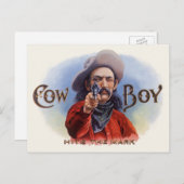  Cigar Label Art, Cowboy past het merk aan Briefkaart (Voorkant / Achterkant)