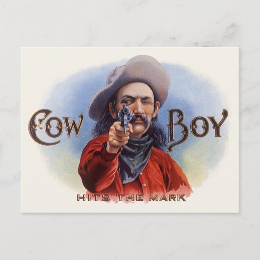  Cigar Label Art, Cowboy past het merk aan Briefkaart (Voorkant)