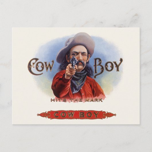 Cigar Label Art, Cowboy past het merk aan Briefkaart (Voorkant)