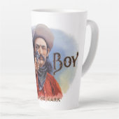  Cigar Label Art, Cowboy past het merk aan Latte Mok (Rechterhoek)