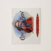  Cigar Label Art, Cowboy past het merk aan Legpuzzel (Verticaal)