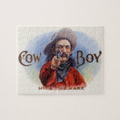  Cigar Label Art, Cowboy past het merk aan Legpuzzel (Horizontaal)