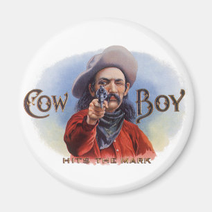 Cigar Label Art, Cowboy past het merk aan Magneet