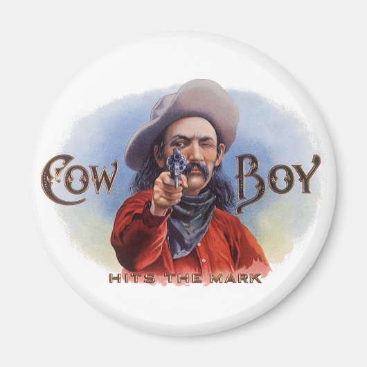  Cigar Label Art, Cowboy past het merk aan Magneet (Voorkant)