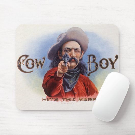  Cigar Label Art, Cowboy past het merk aan Muismat (Met muis)