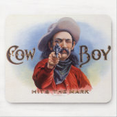 Cigar Label Art, Cowboy past het merk aan Muismat (Voorkant)