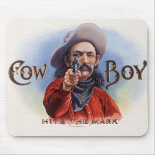 Cigar Label Art, Cowboy past het merk aan Muismat