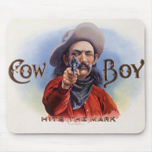 Cigar Label Art, Cowboy past het merk aan Muismat (Voorkant)