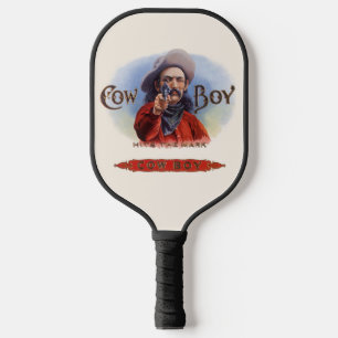 Cigar Label Art, Cowboy past het merk aan Pickleball Paddle