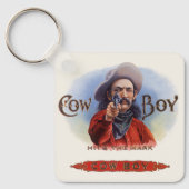 Cigar Label Art, Cowboy past het merk aan Sleutelhanger (Voorkant)