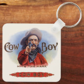  Cigar Label Art, Cowboy past het merk aan Sleutelhanger (Achterkant)