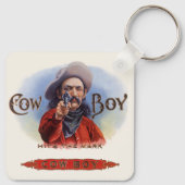 Cigar Label Art, Cowboy past het merk aan Sleutelhanger (Achterkant)