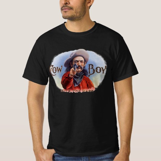  Cigar Label Art, Cowboy past het merk aan T-shirt (Voorkant)
