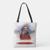  Cigar Label Art, Cowboy past het merk aan Tote Bag (Achterkant)