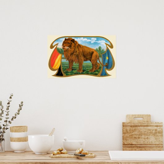  Cigar Label Art, Leon, koning van het Oerwoud Poster (Keuken)