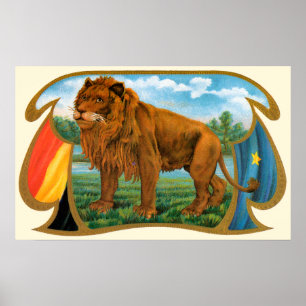Cigar Label Art, Leon, koning van het Oerwoud Poster