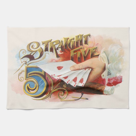 Cigar Label Art recht spoelen met hart Theedoek (Horizontaal)