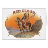 Cigar Label Art, Red Cloud Indian op paard (Voorkant Horizontaal)