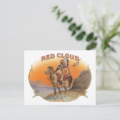  Cigar Label Art, Red Cloud Indian op paard Briefkaart (Staand voorkant)