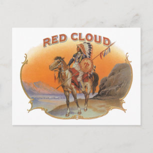 Cigar Label Art, Red Cloud Indian op paard Briefkaart