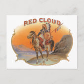  Cigar Label Art, Red Cloud Indian op paard Briefkaart (Voorkant)