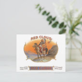 Cigar Label Art, Red Cloud Indian op paard Briefkaart (Staand voorkant)