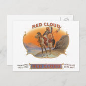 Cigar Label Art, Red Cloud Indian op paard Briefkaart (Voorkant / Achterkant)