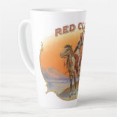 Cigar Label Art, Red Cloud Indian op paard Latte Mok (Linkerhoek)