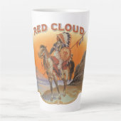  Cigar Label Art, Red Cloud Indian op paard Latte Mok (Voorkant)
