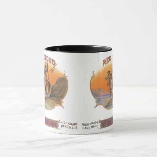  Cigar Label Art, Red Cloud Indian op paard Mok (Midden)