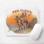  Cigar Label Art, Red Cloud Indian op paard Muismat (Met muis)
