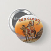 Cigar Label Art, Red Cloud Indian op paard Ronde Button 5,7 Cm (Voorkant /achterkant)