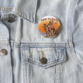 Cigar Label Art, Red Cloud Indian op paard Ronde Button 5,7 Cm (In situ)