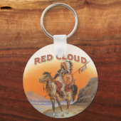  Cigar Label Art, Red Cloud Indian op paard Sleutelhanger (Achterkant)