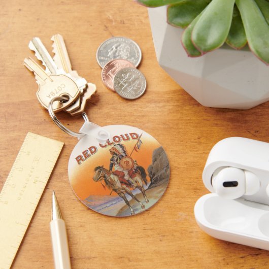  Cigar Label Art, Red Cloud Indian op paard Sleutelhanger (Bureau)