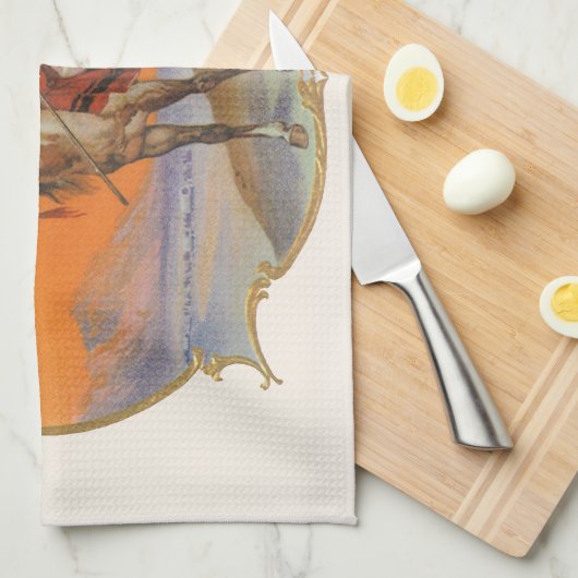  Cigar Label Art, Red Cloud Indian op paard Theedoek (Quarter Fold)