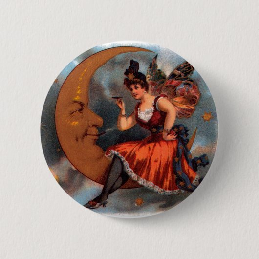 Cigar Label Art, Victoriaans op maan Ronde Button 5,7 Cm (Voorkant)