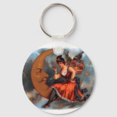  Cigar Label Art, Victoriaans op maan Sleutelhanger (Voorkant)