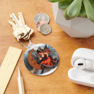 Cigar Label Art, Victoriaans op maan Sleutelhanger