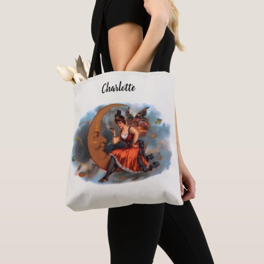  Cigar Label Art, Victoriaans op maan Tote Bag (Dichtbij)