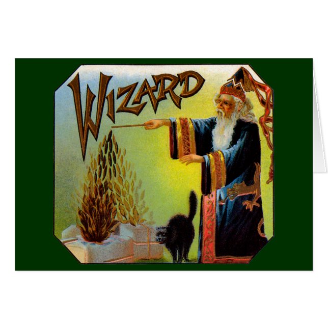  Cigar Label Art, Wizard met zwart katje (Voorkant Horizontaal)