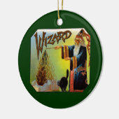  Cigar Label Art, Wizard met zwart katje Keramisch Ornament (Links)