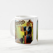  Cigar Label Art, Wizard met zwart katje Koffiemok (Voorkant links)