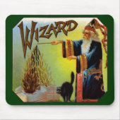  Cigar Label Art, Wizard met zwart katje Muismat (Voorkant)