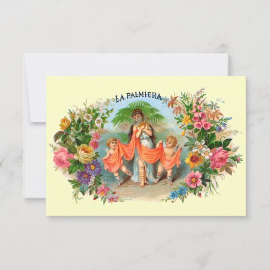  Cigar Label La Palmiera, Vrouw met Angels (Voorkant)